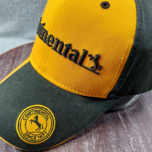 Continental Yellow & Black Logo Baseball Cap With Adjustable Strap - Picture 7 of 11